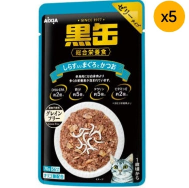 愛喜雅 - 黒缶 鮪魚鰹魚配銀魚70g *5【平行進口】