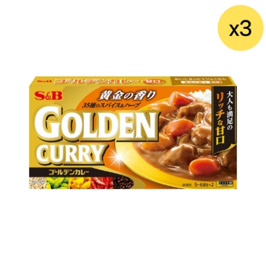 S&B 黃金咖哩磚 甘口 198g *3【平行進口】
